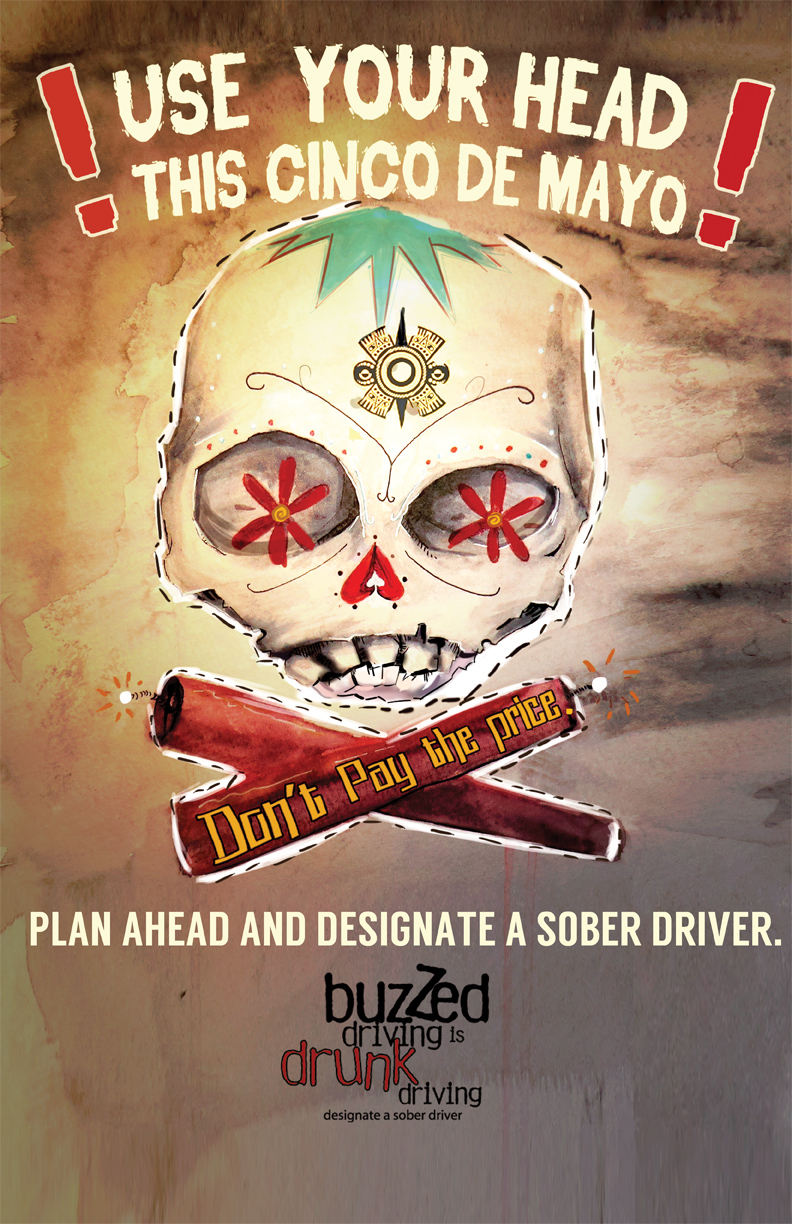 NHTSA Buzzed driving Cinco de Mayo Infographic: Day of the Dead Poster