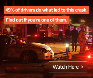 NHTSA static image crash-night 49% of drivers do what led to this crash. Find out if you're one of them. Watch Here